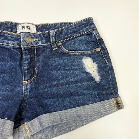 Paige Distressed Jimmy Jimmy cuffed jean shorts blue - 26 - Picture 3 of 10